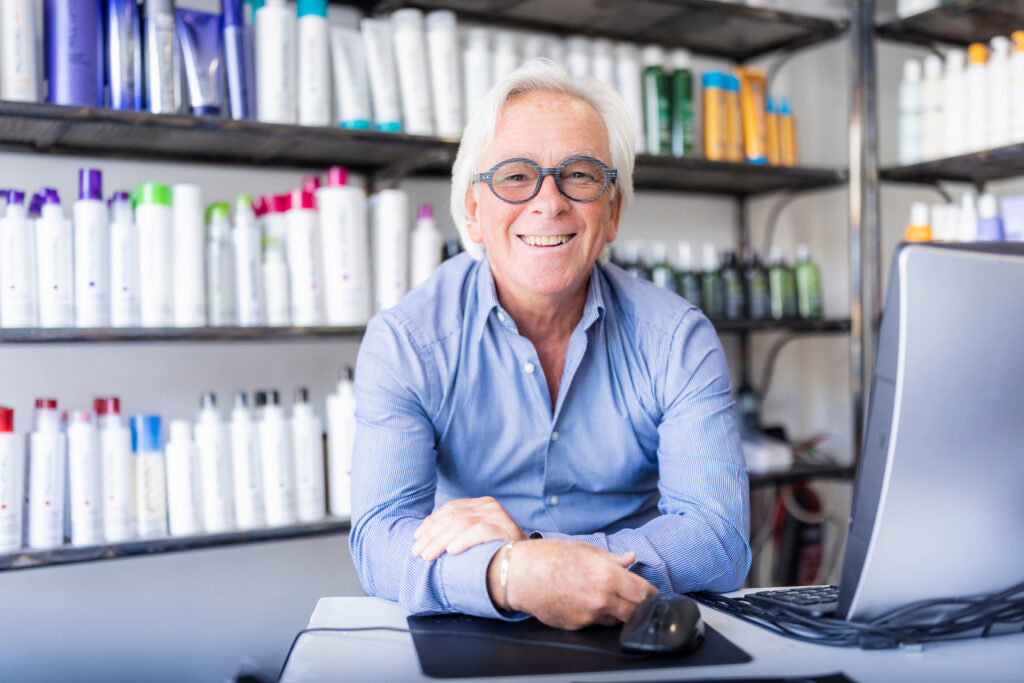 Stephen, the owners of Expressions Hair hairdresser in Midhurst, West Sussex at his salon.