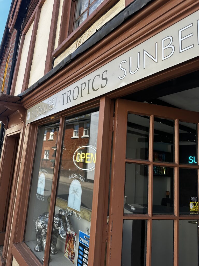 The exterior shop front of Midhurst Tropic Sunbeds.